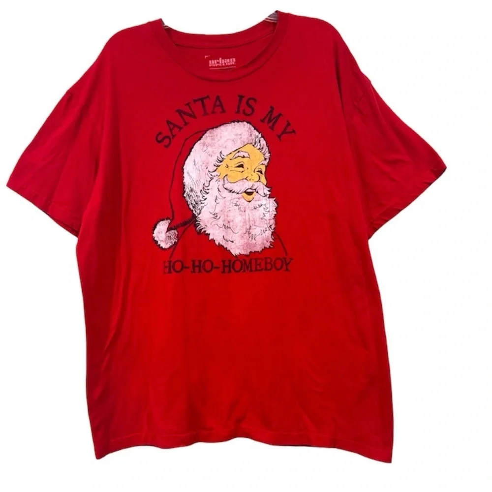Urban Pipeline Christmas Tee Santa Is My Ho Ho Homeboy Graphic Red Size XL - Picture 2 of 6